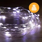 Solar + USB 200 LED Dual Use Wire Lights – 19.9m, available in 3 Colors - Cool White