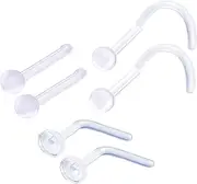 [bodyjewellery] 20g Nose Piercing Jewelry Clear Retainer Bioflex Flexible Bendable Nostril L Shaped Screw Stud Piercing Jewelry
