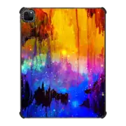 iPad Pro 12.9-inch (5th/6th gen) iPad Impact Case CASTLES IN THE MIST Bold Magical Fantasy Space Galaxy Stars Mountains Colorful Ikat Fine Art Abstract Painting Royal Blue Orange Pink Black Modern Design