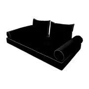 V1 Velvet Daybed Mattress Pillow Cover Complete Set Contrast Pipe Full AD374