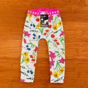 Bonds Baby Stretchies Leggings Pants Size 2 Floral Flower Garden White Pink