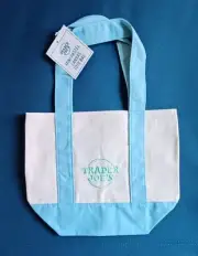 Trader JOE'S Mini Tote "Baby Blue" Canvas Bag Spring Collection LIMITED Edition