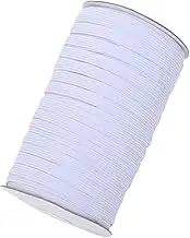 JZK 1 Roll 100 Yards / 90 Meters White Elastic Spool 1cm Elastic Cord Spool Sewing Bands Flat Elastic Cord for DIY Sewing Knitting Arts & Craft