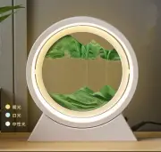 LED Light Quicksand Table Lamp Moving Sand Art Picture 3D Hourglass White-Green