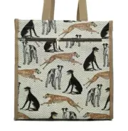 Dog Tapestry Tote Shopper Bag Signare - Greyhound. Shoulder Bag
