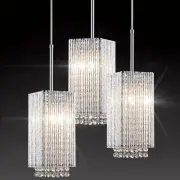 MO&OK 3 Pack Crystal Chandelier Modern Pendent Lights Adjustable Hanging Ligh...