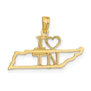 14K Yellow Gold Solid Tennessee State Pendant