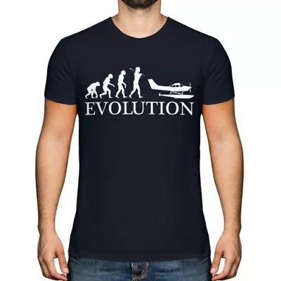 SEAPLANE EVOLUTION OF MAN MENS T-SHIRT TEE TOP GIFT AIRCRAFT PILOT