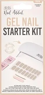 Ardell Nail Addict Gel Starter Kit, 16 x Semi-Cured Nail Strips, 1 x Mini LED Lamp, 1 x Nail File, 1 x Manicure Stick, 2 x Prep Pads (Pack of 1)