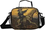 Skeleton Horse Night Insulated Lunch Box for Women Men - Ideal for Work, Picnics - Includes Adjustable Shoulder Strap