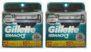 Mens Gillette MACH3 Refills Razor Blades - 12 Cartridges (Pack of 2)