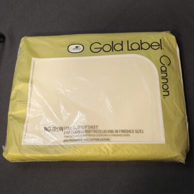 New NOS Vintage Bottom Sheet Cannon Gold Label Full Flat Summer Wheat 54” X 76”