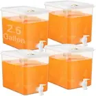 4 Pack Fridge Beverage Drink Dispenser with Spigot Leak-proof Lids Filter Scr...
