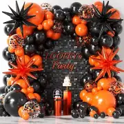 138Pcs Orange and Black Halloween Balloons Arch Kit with Stars - 5 10 12 18 i...