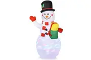 Costway 150CM Illuminated Inflatable Christmas Snowman Xmas Decor Colorful LED Lights Outdoor Yard Garden Lawn