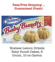 Hostess Lemon Drizzle Baby Bundt Cakes, 8 Count, 10 oz Carton FREE SHIPPING