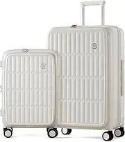 [Generic] Luggage Sets Carry On Luggage: Suitcase Set 2 Piece with Spinner Wheel, 20/26 Inch Expandable Luggage with 100% Lightweight PC Hard Shell Travel Luggage Suitcases for Travel Business (Coconut White)