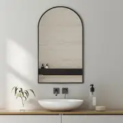 ACA 50x90cm Aluminium Framed Make-up Wall Mounted Decor Mirror Arched Bracket Matte Black