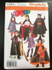 Simplicity Costume Pattern 1584 Kids Clown~Witch~Vampire~Harry Potter More 3-8