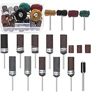 Swpeet 18Pcs Drum Sander Set Contains 10Pcs 10mm 180-2000 Grit 1/8" Shank Sandpaper Bar Sticks 4Pcs 1" 120-400 Grit Buffing Polishing Wheels 1Pc Drum Mandrel 3Pcs 80-240 Grit Sand Drum for Rotary Tool