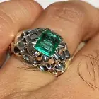 100% Natural Sawati Emerald Stone Ring Christmas Gift Sterling Silver Ring 925