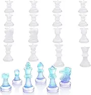 Chess Molds, Resin Chess Set Mold with 16 Piece 3D Full Size Chess Checkers, Epoxy Silicone Resin Molds, DIY Chess Board Game