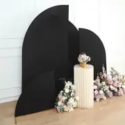 4 Matte BLACK Fitted Spandex Half Moon Wedding Arch Backdrop STAND COVERS Party