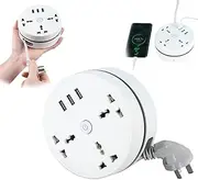 Civiliank Universal Power Strip, Universal Power Strip with USB C, Retractable Extension Cord, 15 Charging Ports, Portable Power Strips, Suitable for Office, Home, and Travel (Two-pin Plug)