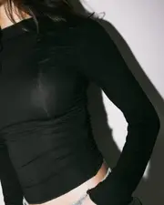 Plain Jane Ruched Long Sleeve Top
