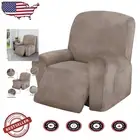 Machine Washable Velvet Recliner Cover - 4-Piece Non-Slip Furniture Protector