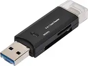 Compact and Light USB Card Reader, High Speed Transmission, 3 in 1 Multifunctional Card Reader for Mobile Phone and Computer (Black)