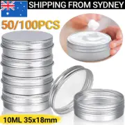 50/100X 10ml Aluminium Empty Cosmetic Pot Lip Balm Jar Tin Container Silver Box