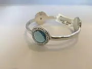BRIGHTON TRINITY AURA Aqua Blue Silver BANGLE Bracelet NWtag