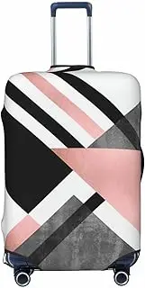 [CADREWY] Abstract Triangle Striped Print Travel Suitcase Cover Luggage Protector with Elastic Anti Scratch for Carry On, Black, Large