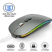 Dual Mode Bluetooth Wireless Mouse Type-C Rechargeable Silent Backlight Mice New