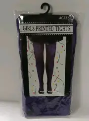 Girls Purple with Black Spider Web Print Halloween Tights Costume NEW Age 5+