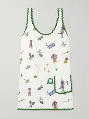 [ALÉMAIS] ALÉMAIS - + Anouk Colantoni Play Ric Rac-trimmed Embroidered Linen Mini Dress - Cream - US6 US 6 Cream