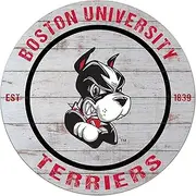 KH Sports Fan Boston University Weathered Circle Sign, 20x20 Inches, Terriers Decor for Dorm Room, Fan Cave, Living Room; Display Your Team Spirit with This Boston University Terriers Wall Art
