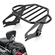 2-Up Alloy Steel Detachable Luggage Rack for Harley Touring 2009-2024 Road King Road Glide Street Electra Glide (Black)