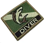 [BR44] BD0176NV03 Diver Flag Embroidered Patch Gold Border Uniform Kart Kimono, Hook Fasteners Attach to Tactical Hats and Gears