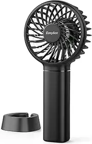 EasyAcc Mini Handheld Fan Portable Personal Pocket Fan 5.5-17H 3 Speeds with Lanyard and Detachable Base Cooling Desk Fan for Kids Elderly Women for Travel and Home