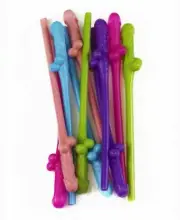 10 Bright Coloured Willy Drinking Hens Night Games Party Penis Dick Straws