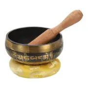 Singing Bowl Set,Leather Solid Sound Bowl Mallet Drum Stick with Pad Copper