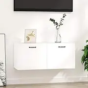 Floating Wall Shelf, High Gloss Decor for Kitchen, Bathroom & Engineered Wood Shelves, White, 80x36.5x35 cm, Wall Storage Cabinet