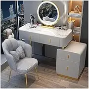 Stylish and Modern Vanity Desk Modern Nordic Vanity Set with Retractable Storage Cabinet and Chair for Women and Girls Multifunctional Bedroom Dressing Table(C)