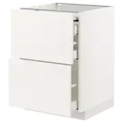 METOD / MAXIMERA bc w pull-out work surface/3drw, white/Veddinge white, 60x60x80 cm