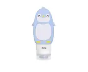 Travel Portable Cartoon Penguin Empty Silicone Squeeze Bottle for Shampoo Lotion Blue