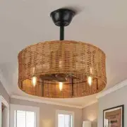 Oaks Aura Cora 20 in. Indoor Brown Rattan Wicker Scandi-Style Ceiling Fan