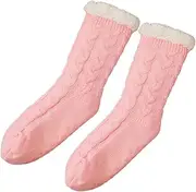 [Generic] Winter Indoor Non Slip Thermal Socks Floor Socks Soft Thick for Ladies Girls Casual Plush Slipper Socks Leg Warmers for Home, Pink