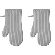 2x Davis & Waddell Taste Butcher Oven Glove Cooking Mitt 32x18cm Grey/WHT Stripe